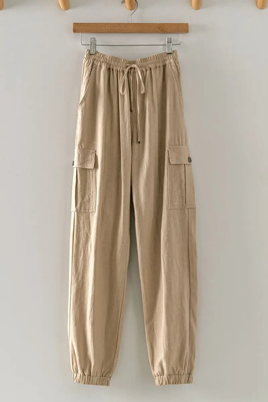 Linen Cargo Jogger Pants
