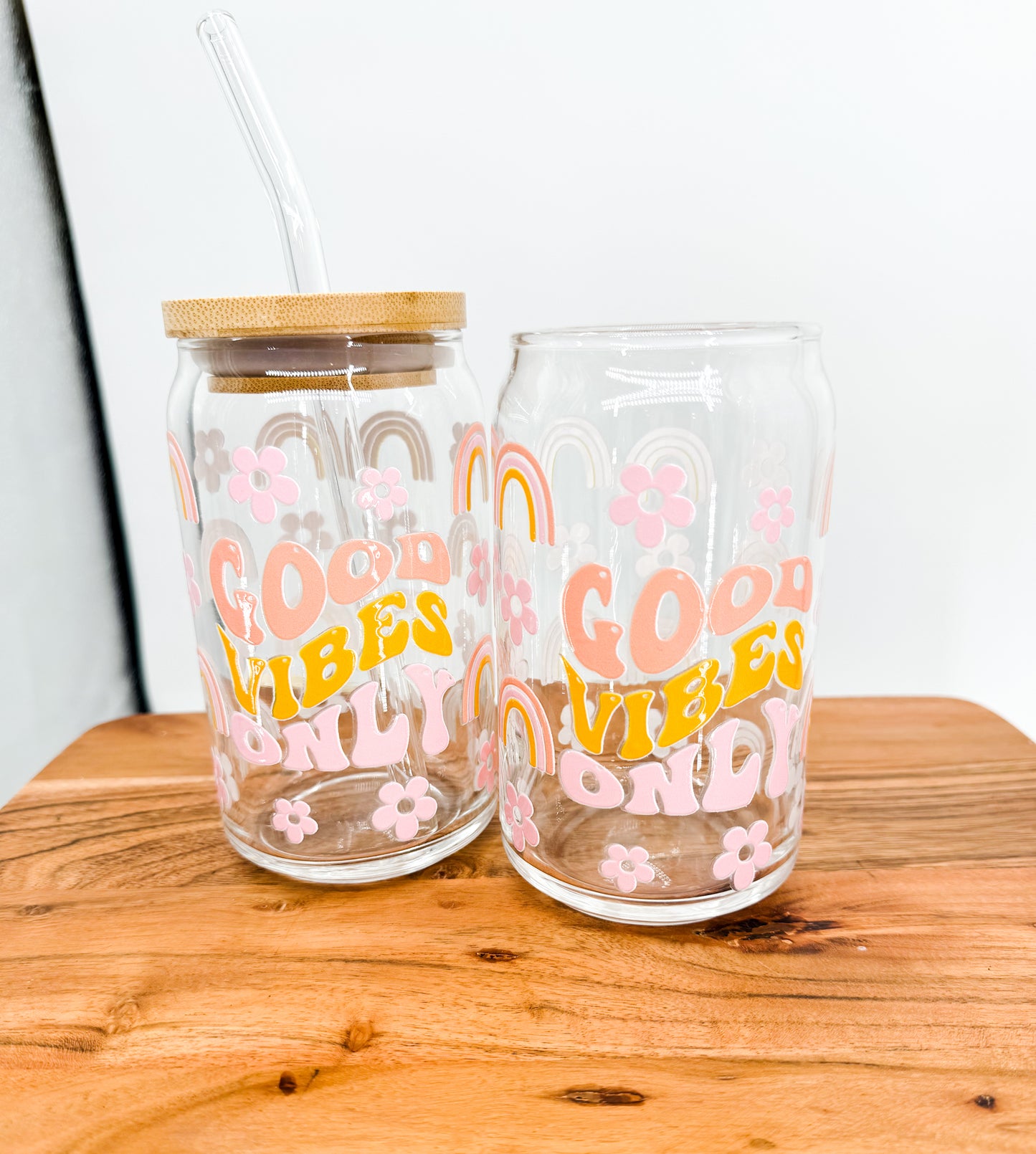 Good Vibes Only glass cup