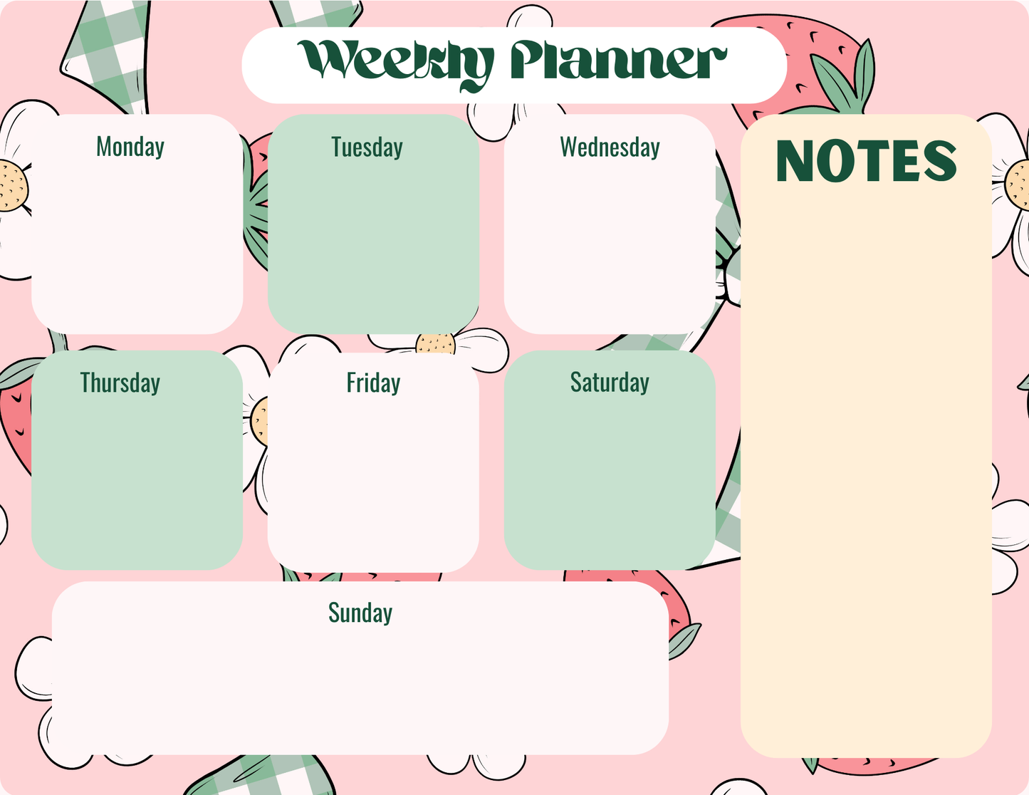 Weekly Planner- Strawberry Daisy