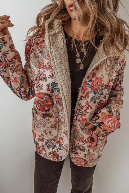 Vintage Paisley Floral Sherpa Jacket