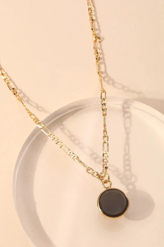 Black stone charm necklace