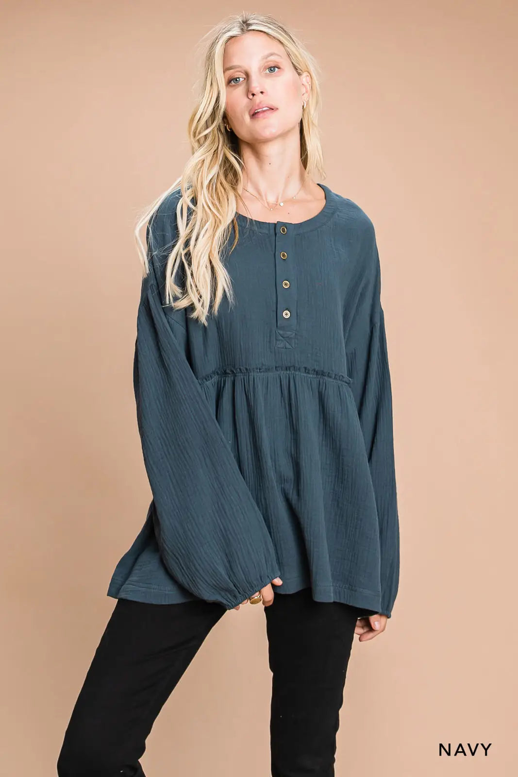 Front Button Baby Doll Top