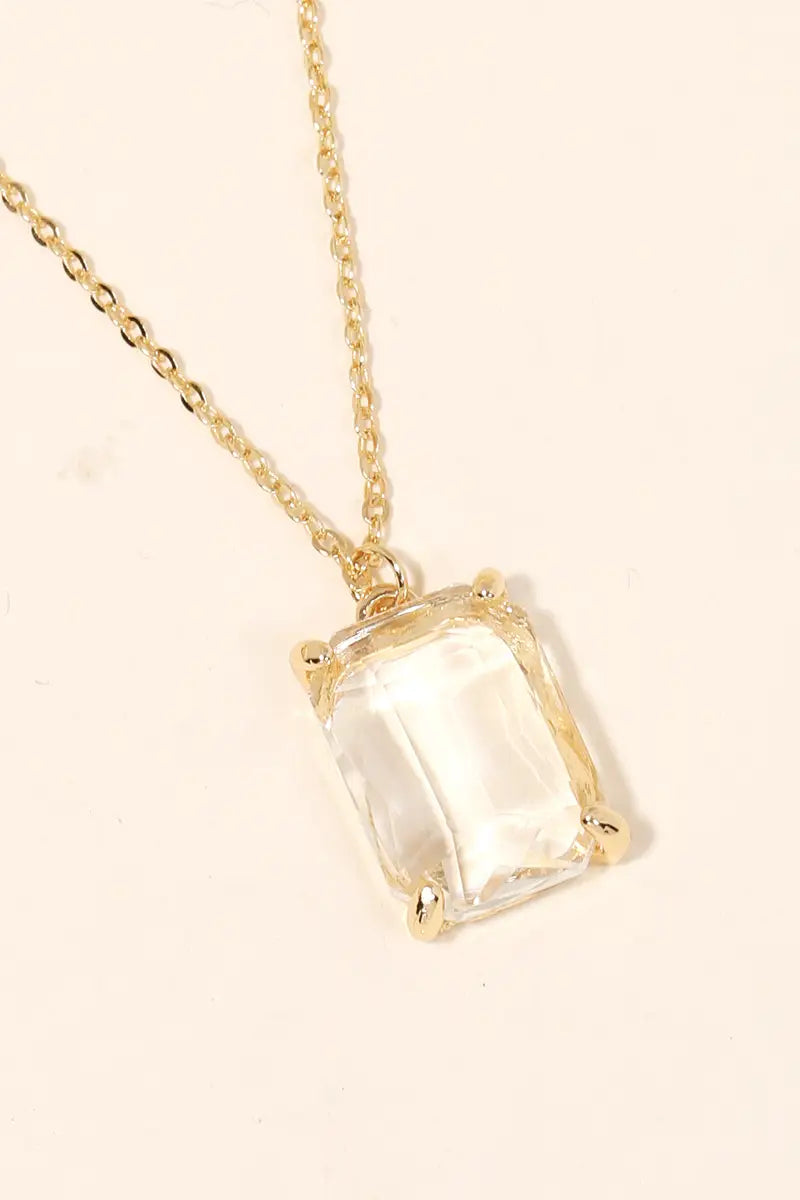 Crystal charm layered necklace