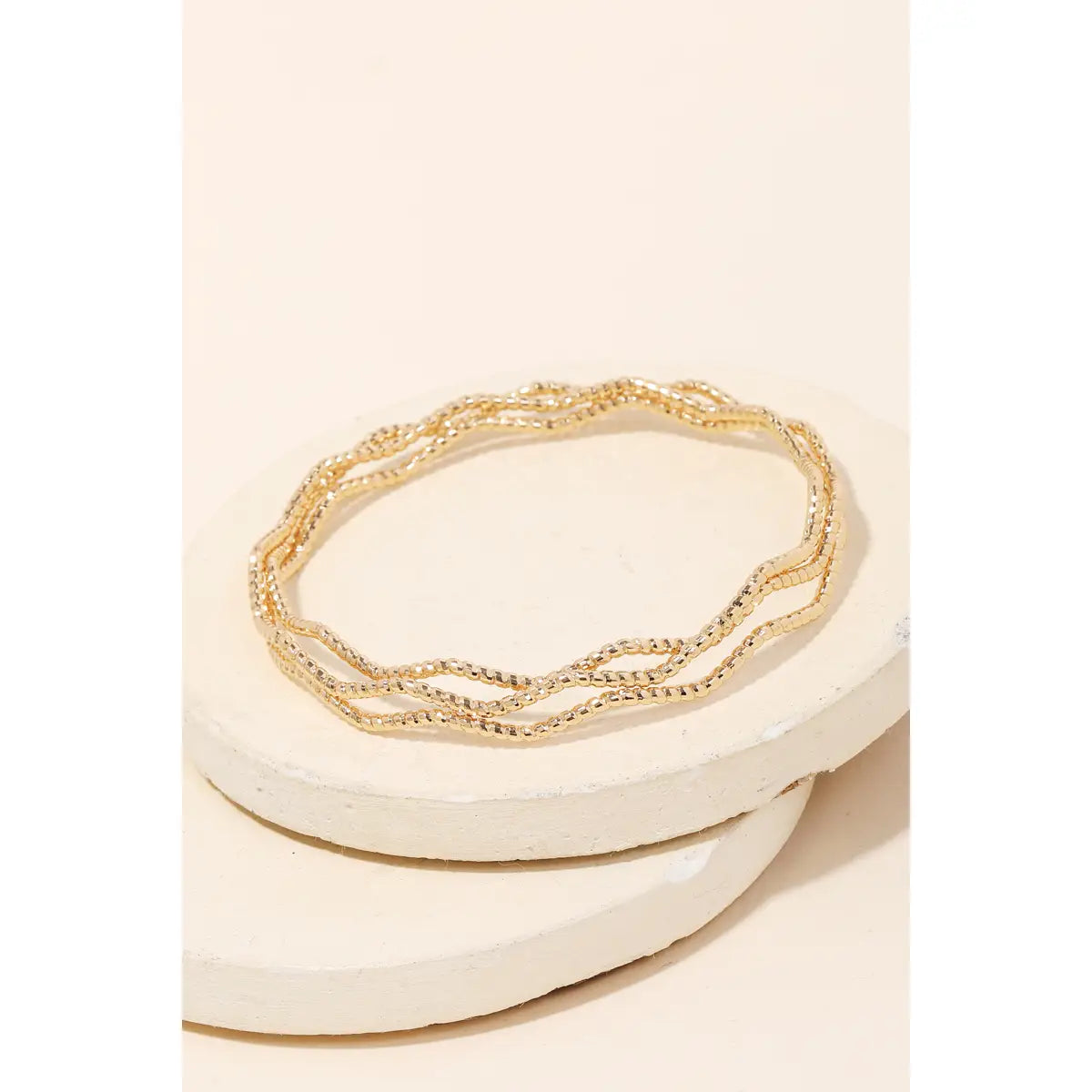 Wave twist bangle bracelet set