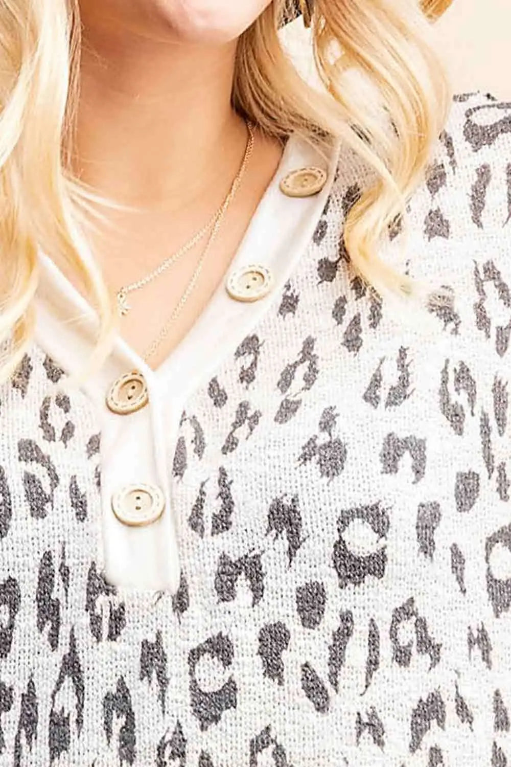 Front Button Leopard Top