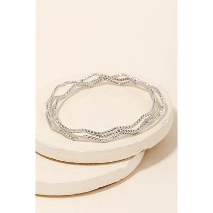 Wave twist bangle bracelet set